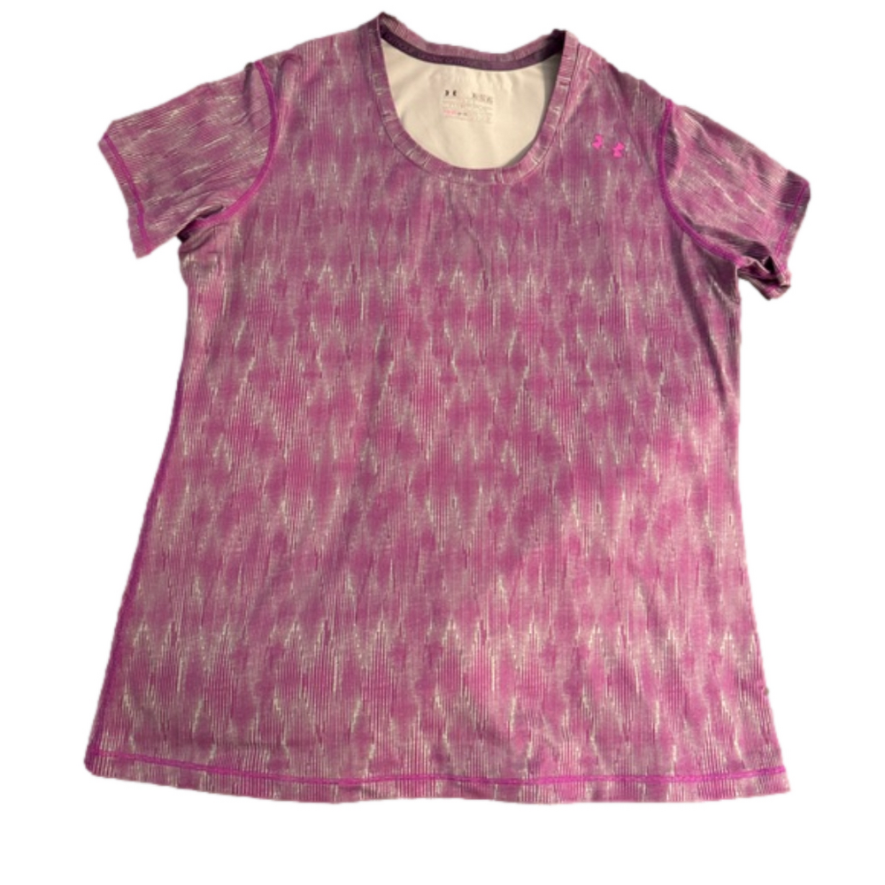 UNDER ARMOUR fitted size XL short sleeve pink gray athletic short sleeve shirt
